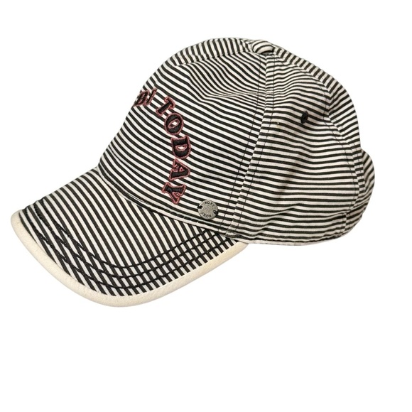 Roxy Striped Maybe Today Embroidered Black and White Snap Back Ball Cap - Picture 3 of 8